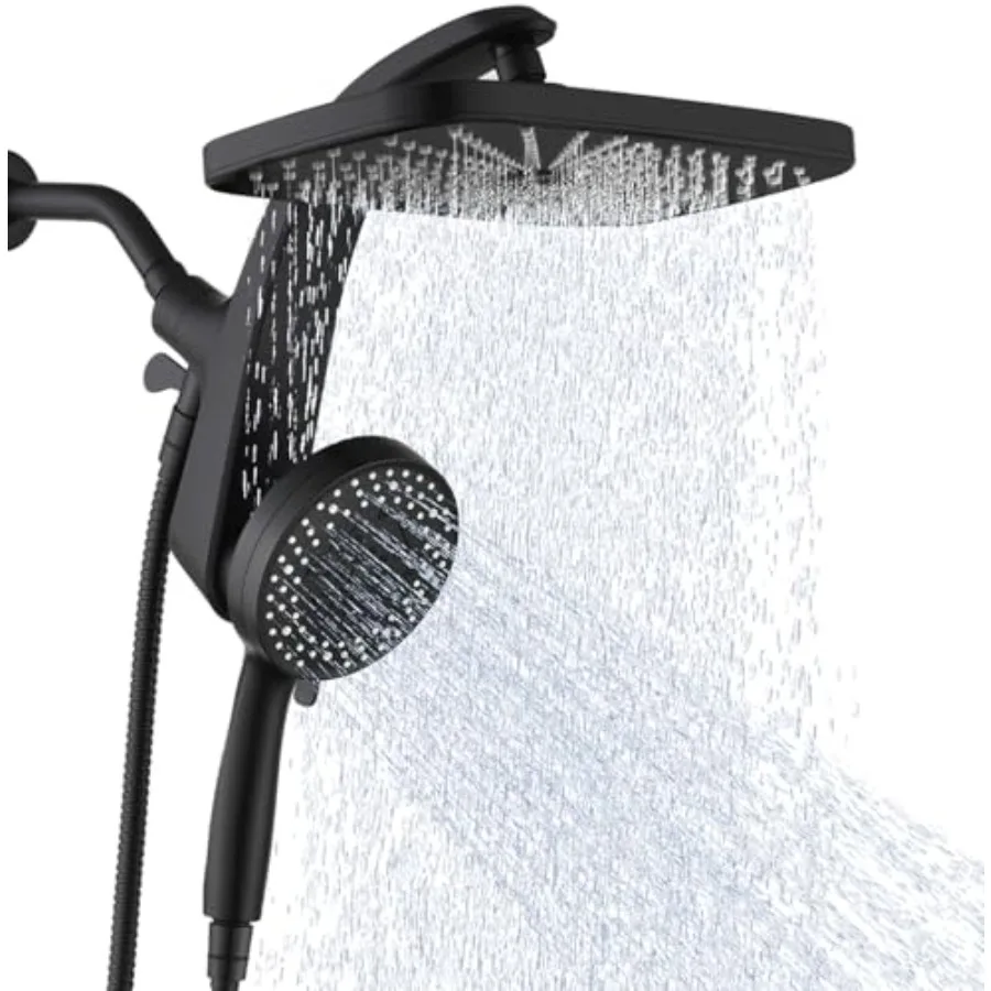 

High Pressure Rain Shower Head: Upgrade Shower Heads with Handheld Spray Combo with Fixed Showerhead and 10 Sprays Handheld Sho