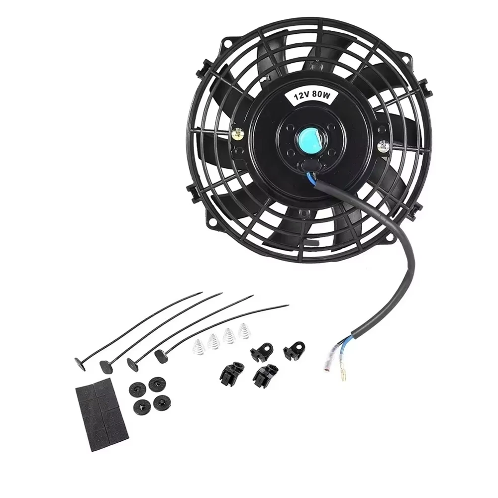 

Efficientt-Universal 7 Inches 12V 80W 2100RPM Car Air Conditioning Electronic Radiator Cooling Fan Blade Electric Cool Kit
