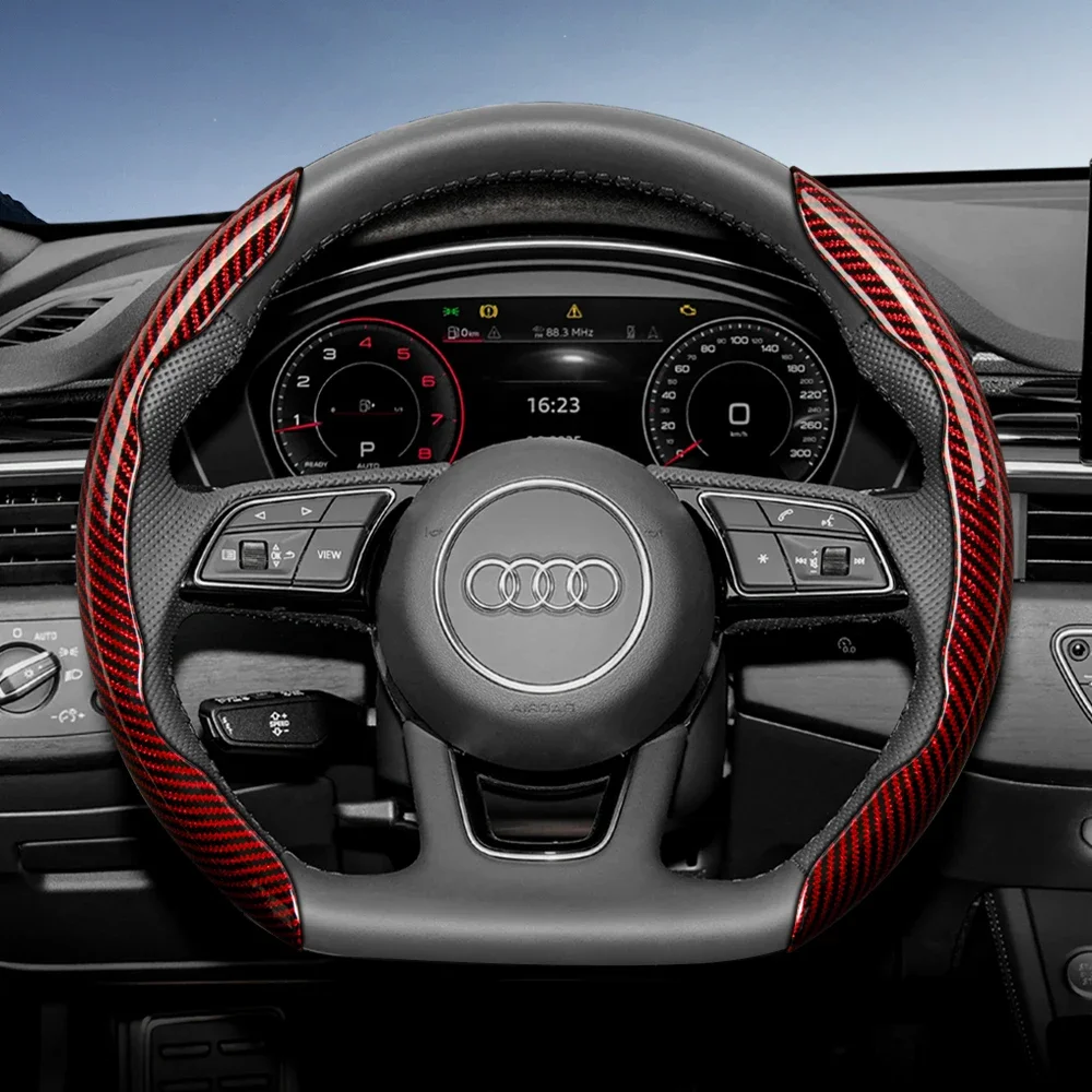 Suitable for Audi Carbon Fiber Texture Steering Wheel Cover with Segmented Quick-Release Design, Durable, for Models Such as Q5