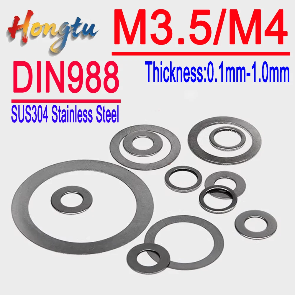 

Hongtu DIN988 M3.5 M4 Adjusting Shim Washers – Ultra-Thin Plain Flat Gaskets, SUS304 A2 Stainless Steel