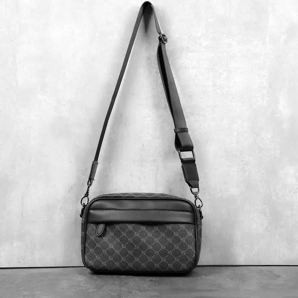 Modische karierte Herren-Umhängetasche, luxuriöse Leder-Schultertasche für Herren, Business-Umhängetaschen für Herren, Handtaschen, Satchels, Herren-Geldbörse – Detail 6