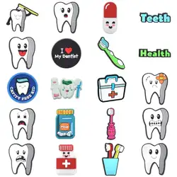 Sıcak satış Crocs aksesuarları için 1 adet PVC ayakkabı Charms diş hekimliği diş doktor rozeti kadınlar takunya toka çocuk pimleri dekorasyon kot