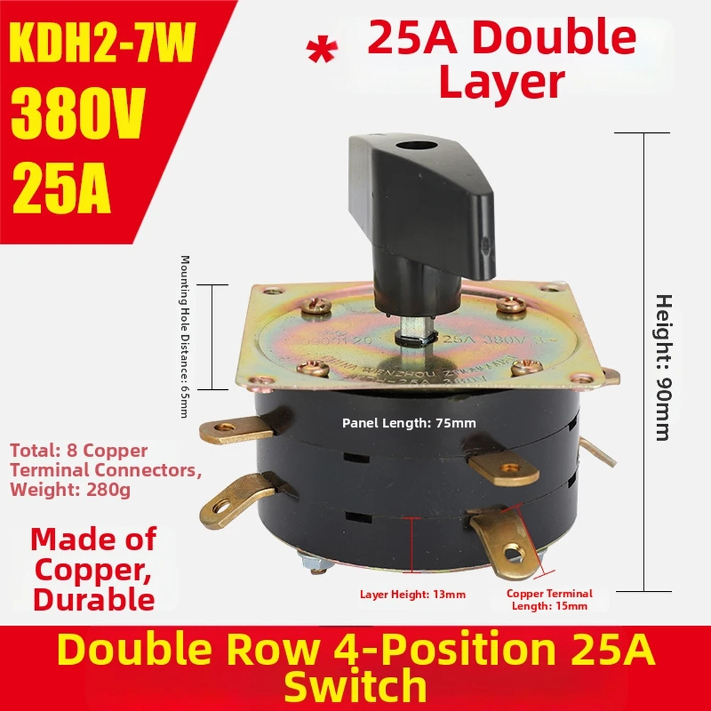 25A 380V Industrial Grade Rotary Switch for Welding Equipment with Stable Conductivity and Mechanical Position