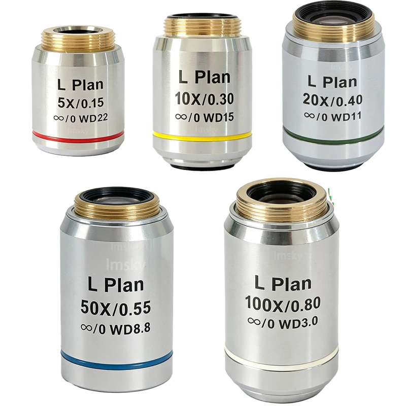 Objectif Infinity longue Distance de travail 5X 10X 20X 50X 100X pour Microscope métallographique