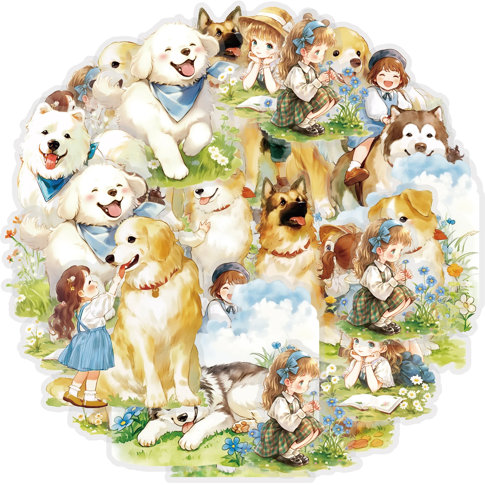 Etori Life Guardian of the Barks Pegatinas lindas de cachorros y perros gigantes, 10 piezas de pegatinas de decoración de diario de estilo curativo de acuarela para portátiles, botellas de agua, maletas, pegatinas para teléfonos, monopatines, accesorios d