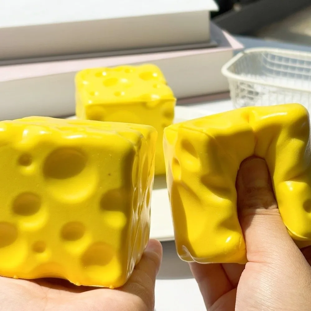 6cm Cheese Squeezed Cube Super Soft Anxiety Relief Slow Rebound Fidget Toy Hand Relax Realistic Cheese Squishy Toy