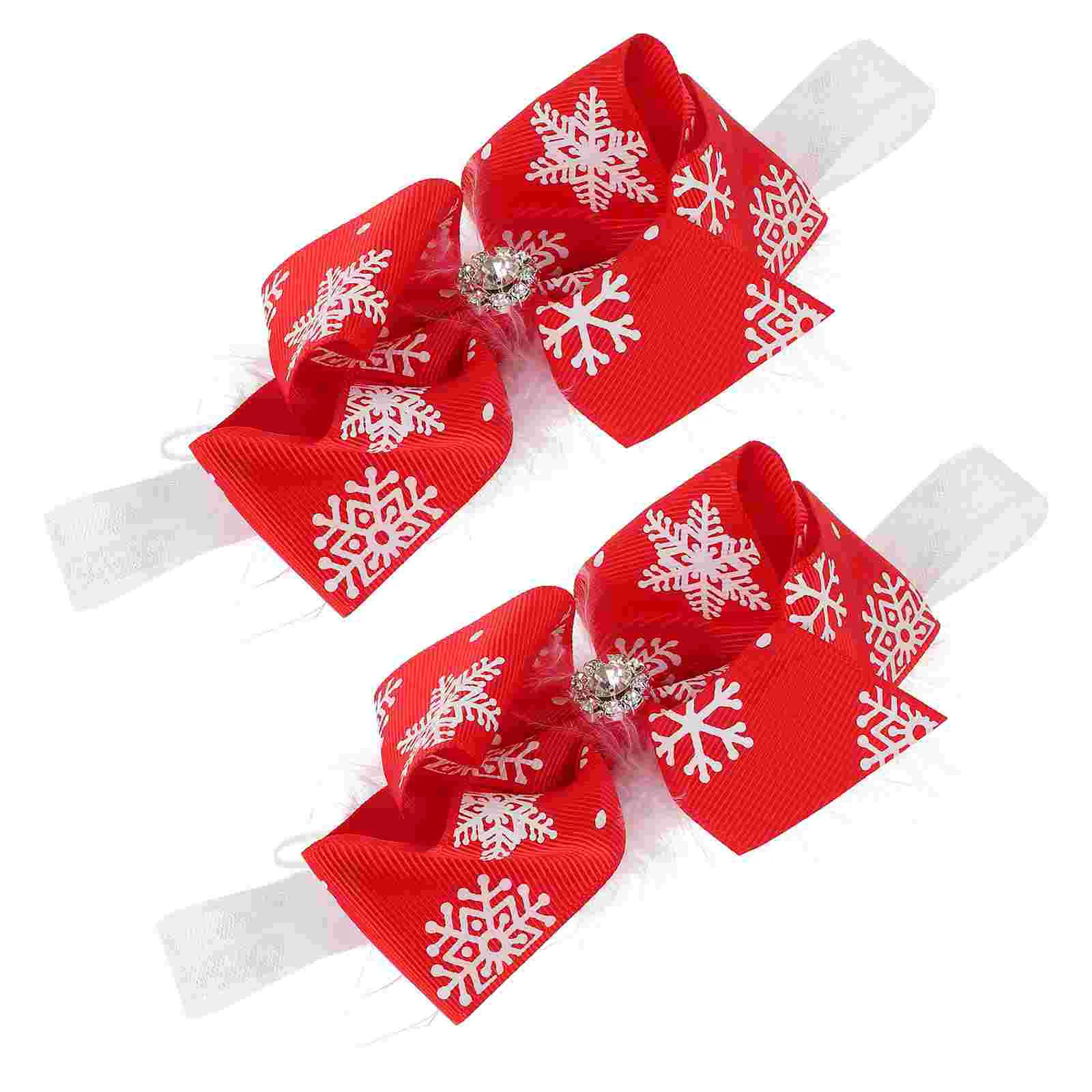 2 Pcs Kids Christmas Headband Cute Bow Baby Hair Ornament Newborn Bands Headbands Infant Headdress Xmas