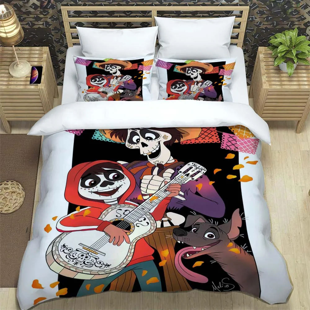 Disney Coco Miguel Quilt Cover Pillowcase Bedding Three Piece Set Multi Size Comforter Set Bedding Sets Single Full Queen King