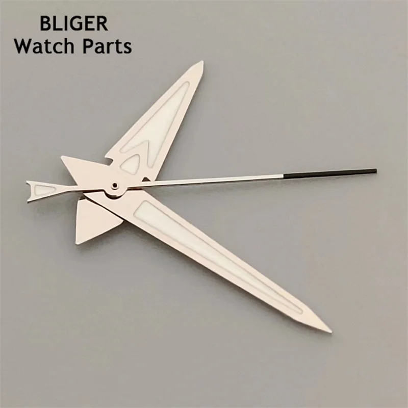 BLIGER Silver NH35 Watch Hands C3 Green Luminous For NH35 Automatic Movement Modified Replacement Watch Parts Accessories