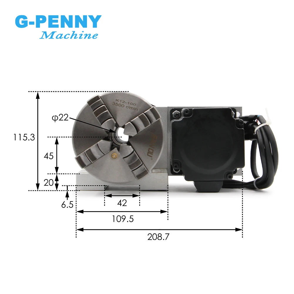 Imagem -02 - Eixo 4jaw 100 mm 4.5nm Nema34 86hs45n & Hbs86h Circuito Fechado Motor Deslizante Cnc Dividindo a Cabeça Eixo de Rotação um Eixo Kit Novo 4th