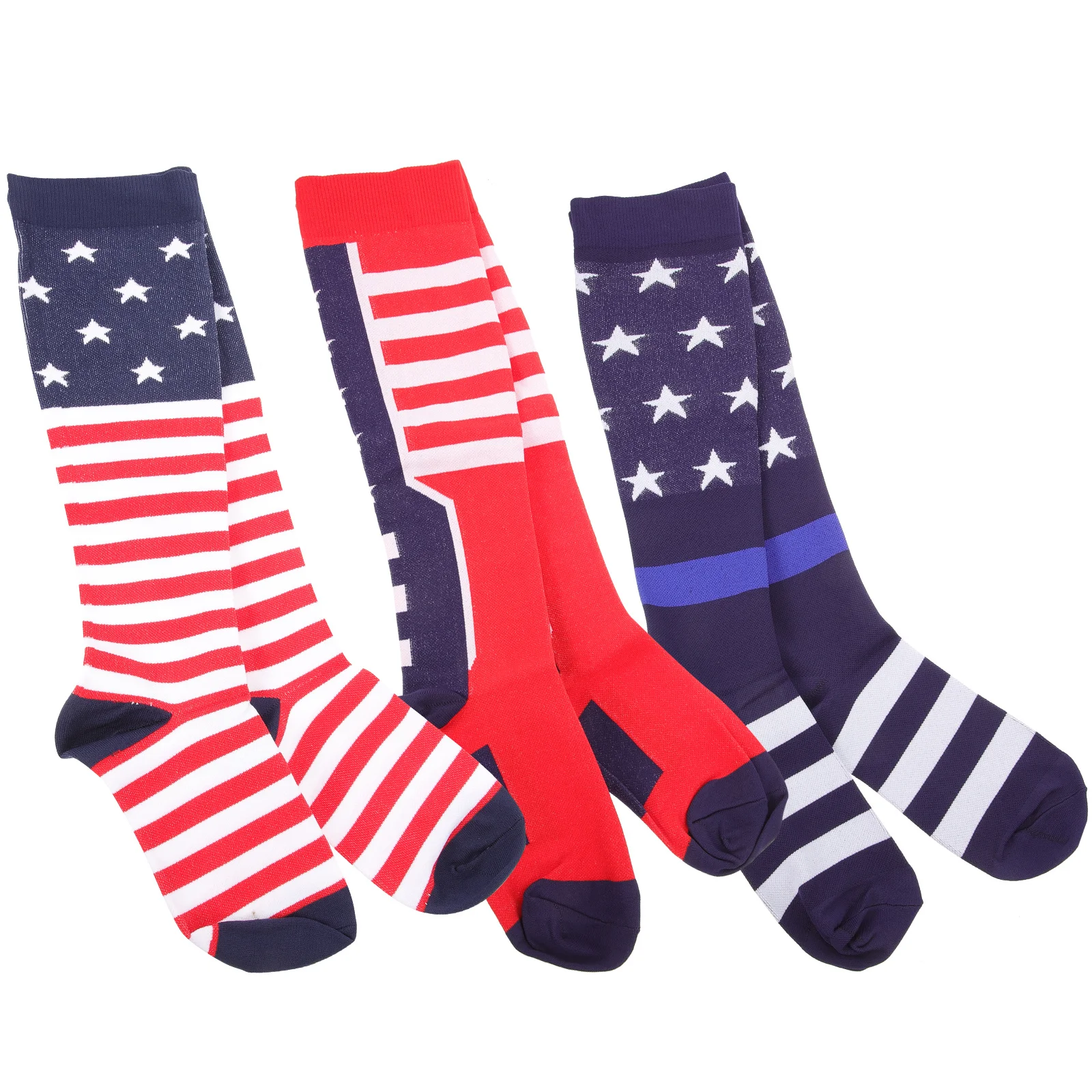 3Pairs العلم الأمريكي مطاطا جوارب طويلة جوارب رياضية للرجال النساء الدافئة طويلة أنبوب جورب يوم الاستقلال جوارب العلم الأمريكي #5