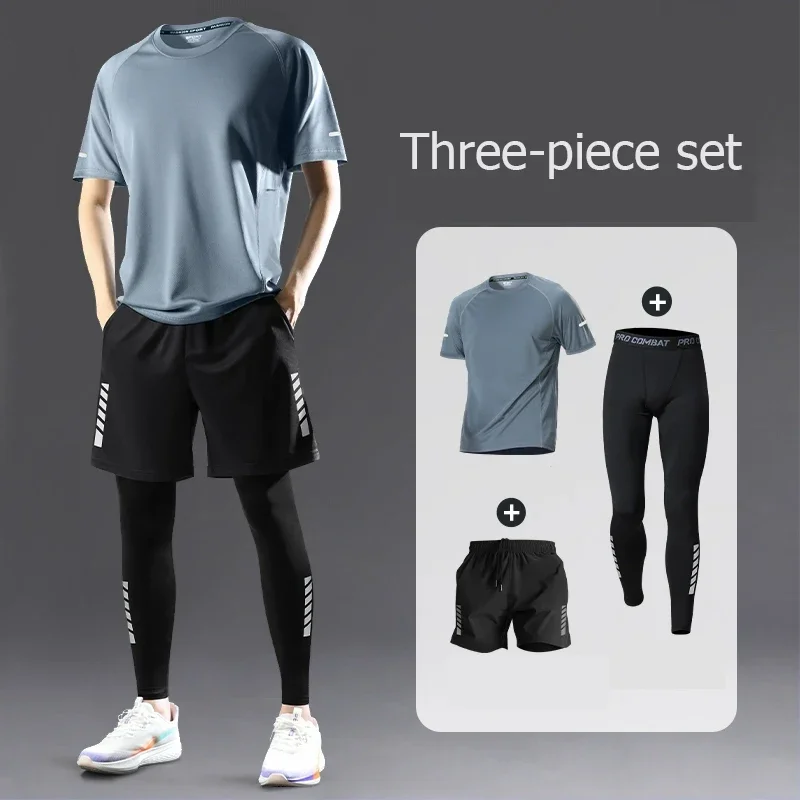 

Badminton suit Men's sports suit summer ice silk speed drying outfit full set table tennis short sleeve training suit