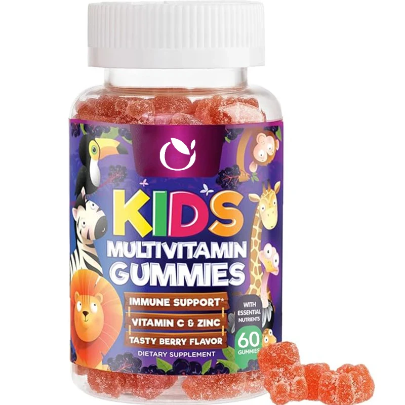 Children\'s Multivitamin Gummies -Fruit Flavored Gummies Contain Vitamins C, D3, and Zinc, Providing Immunity - Strawberry Flavor