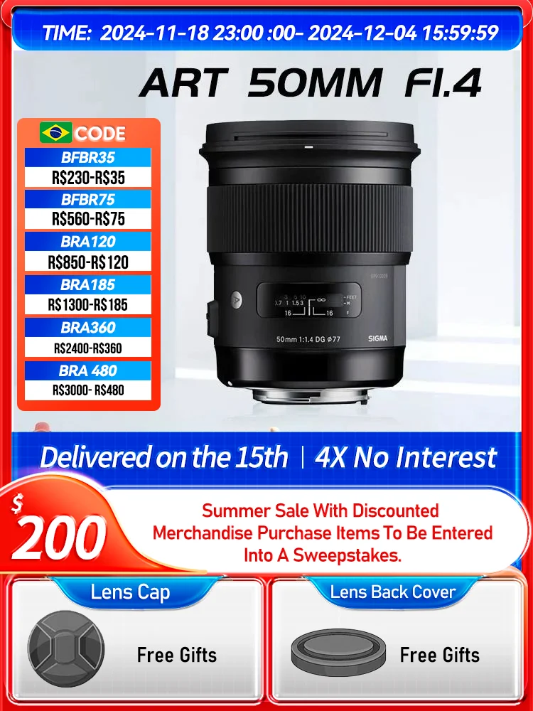 Sigma 50mm F1.4 DG HSM Art Full Frame Standard Prime Digital SLR Camera Lens for Sony A7 IV Canon 6D II Nikon D850 50 1.4 (Used)