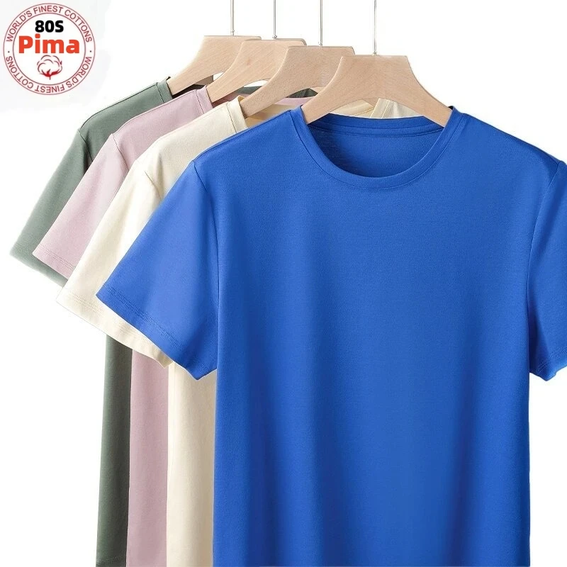 Man's 100% Pima Cotton T-Shirts Couple Liquid Ammonia Short Sleeve Tops High End Quality Unisex Tee Shirts Clothing in 14 Colors