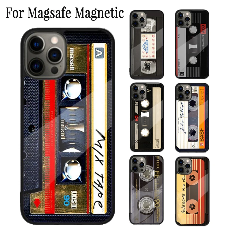 Retro VHS tape Cassette vaporwave Magnetic Phone Case For iPhone 16 15 14 Plus 13 12 11 Pro Max Magsafe Wireless Charging Cover