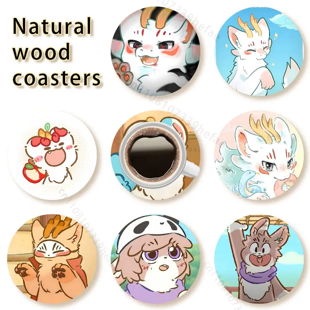 

Fabulous Beasts Round Wooden Coaster 4 Inch Heat-Resistant Anti-skidding Home Party Theme Decor Photo Props Gifts