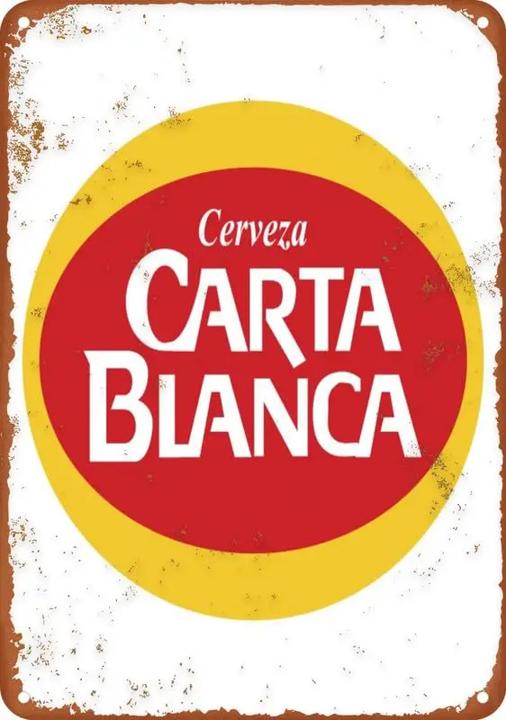 Cartel de Cerveza de Carta Blanca, cartel de lata de Metal Vintage para oficina/hogar/aula/Decoración de baño, 8x12 pulgadas