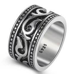 Vintage Leaf Branch Ring Male Party Accessories Top Quality 925 Silver Men Ring Trendy Geometric lines Jewelry For Boyfrined