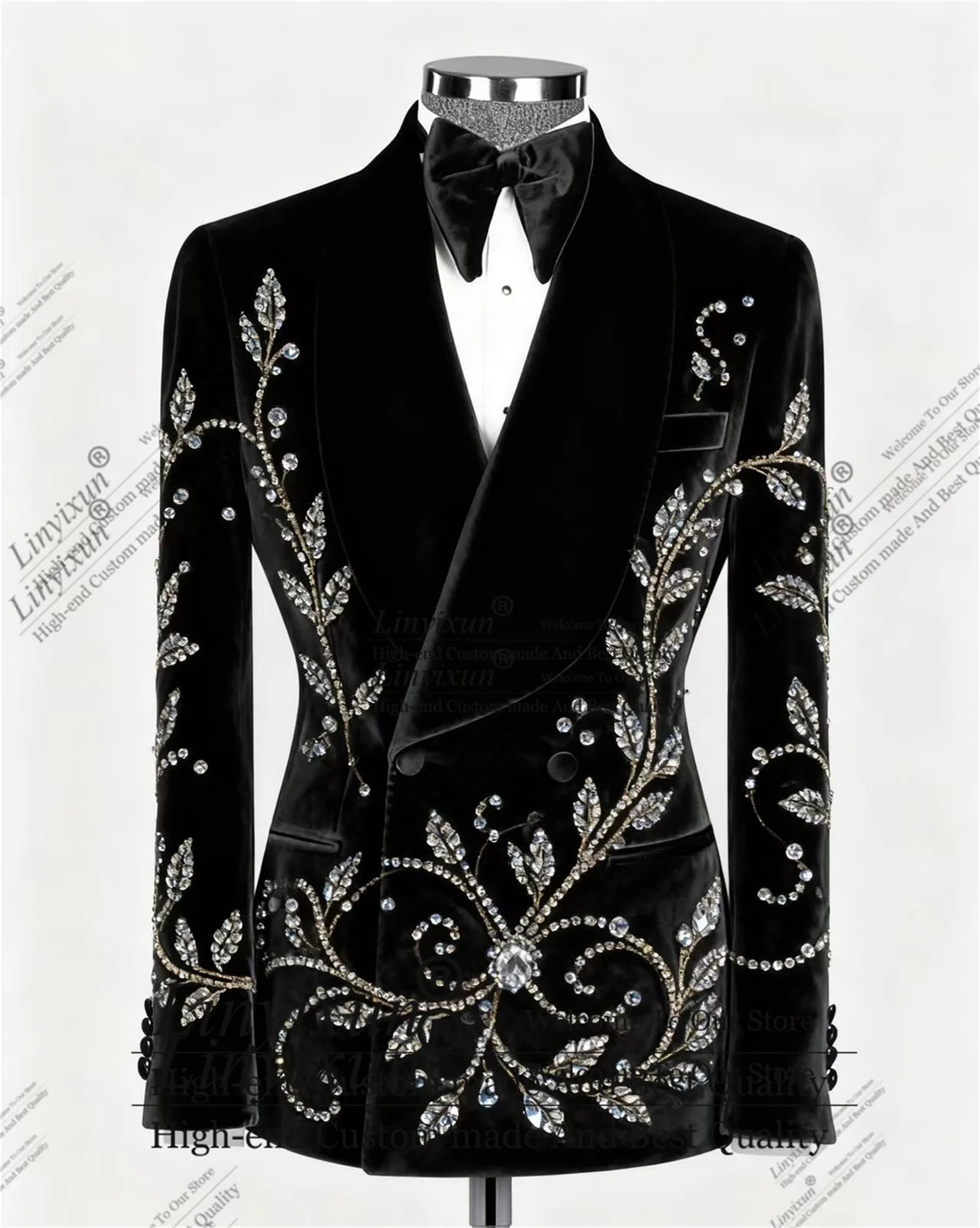 

Роскошный дизайн, мужские костюмы со стразами и бриллиантами, тонкие свадебные смокинги по индивидуальному заказу, комплект из 2 предметов, мужские пиджаки для жениха, Ropa hombre на день рождения