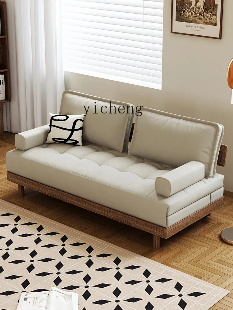 TQH solid wood sofa bed folding dual-purpose living room study multi-functional telescopic cat scratching fabric sofa bed