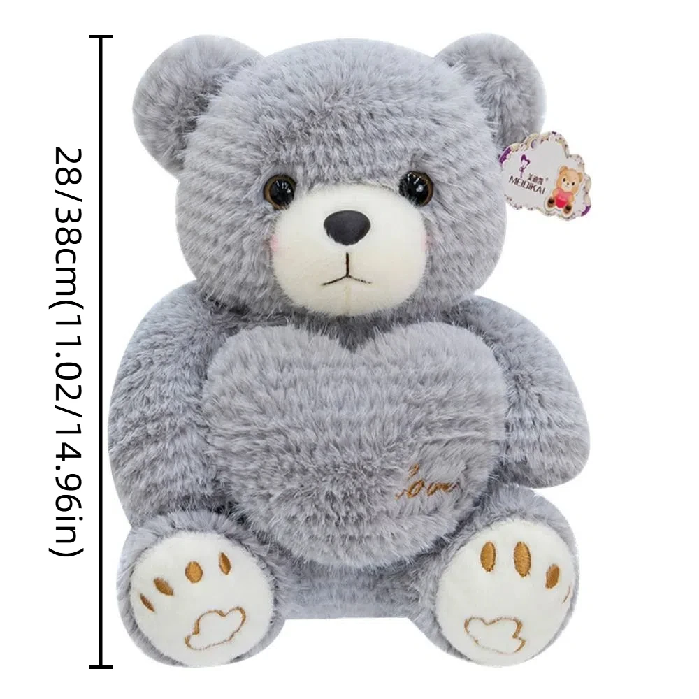 Kawaii Holding Love Bear Sitting Big Paw Stuffed Bear Doll 28/38cm Cartoon Animal Doll Birthday Party Decor