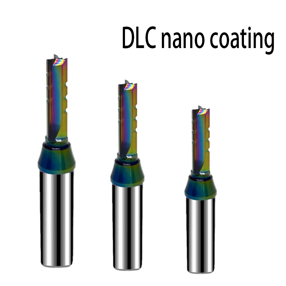 CNC Straight Router Bits 3 Flutes TCT Carbide Tipped End DLC Milling Cutter for Flush Trim Slotting Grooving Wood MDF Plywood