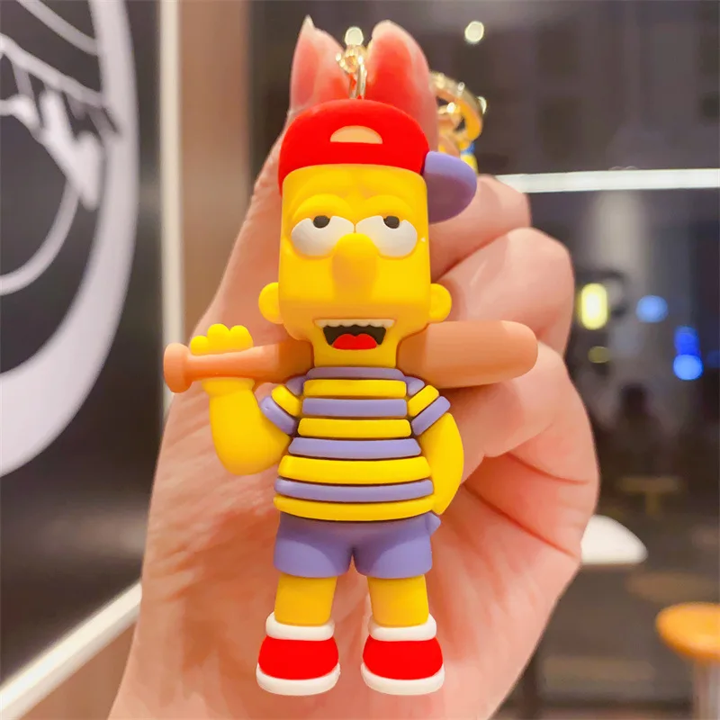 أنيمي عائلة سمبسنز المفاتيح الكرتون لطيف أنيمي الشكل بارت هومر مارج ليزا كيرينغ ظهره الديكور مفتاح السيارة هدايا عيد الميلاد