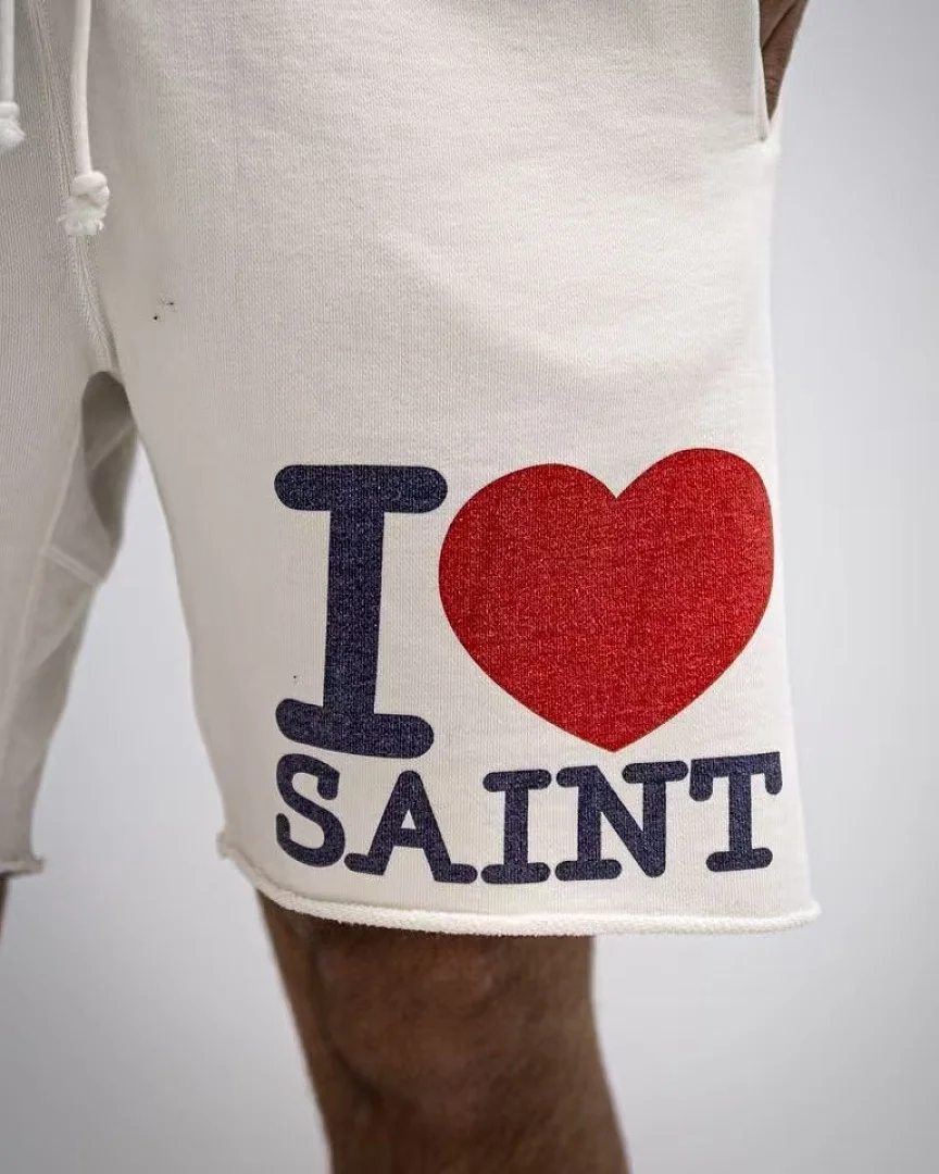 2026SS Saint 5th Drop Collection I LOVE SAINT Printed Women Men Casual Short Pants Shorts Summer Men Casual Cotton Beach Shorts