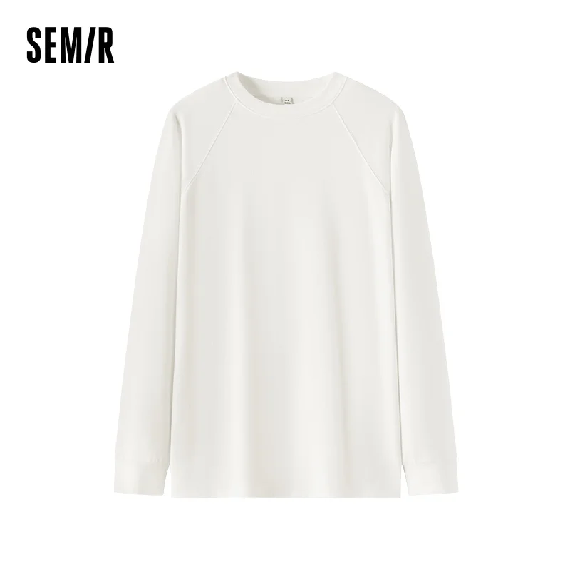 Semir Women Knit Tshirt Mid Length Loose Fit Raglan Sleeve Solid Color Versatile 2026 New Winter Daily Wear Urban Casual Style