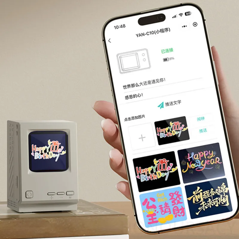 HIFI مضخم صوت ستيريو ريترو TWS سمّاعات بلوتوث عملي سطح المكتب ساعة تنبيه مع عرض كلمات لهدايا عيد الميلاد الإبداعية