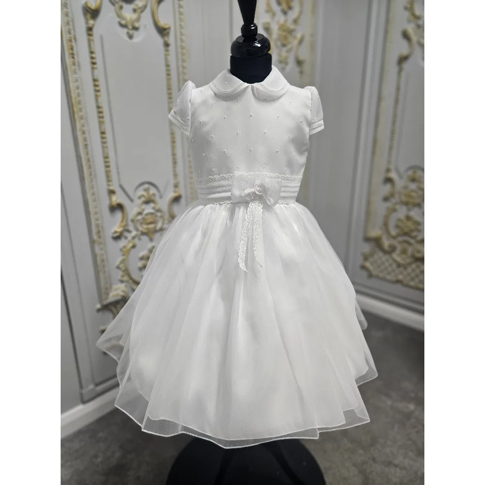 

Индивидуальное тюлевое платье для девочки на свадьбу 2026: белое кружевное бальное платье с драпировкой для дня рождения, первого причастия, длинное детское платье