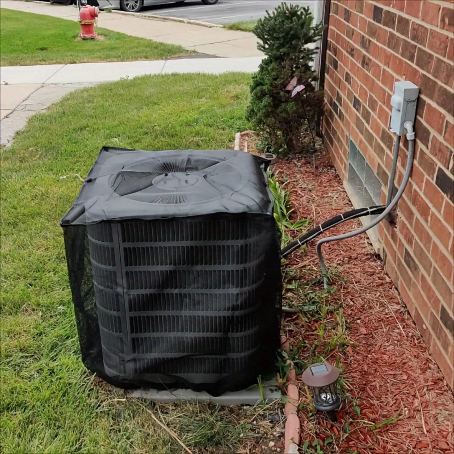 Air Conditioner Cover Full Breathable Mesh With Detachable Waterproof Top Outside Dust-Proof Cover