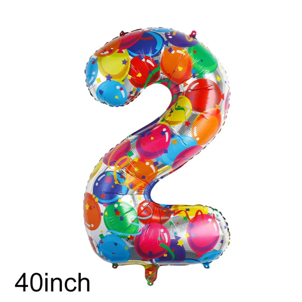 Grands ballons numériques colorés, 40 pouces, en aluminium, décoratifs pour fête