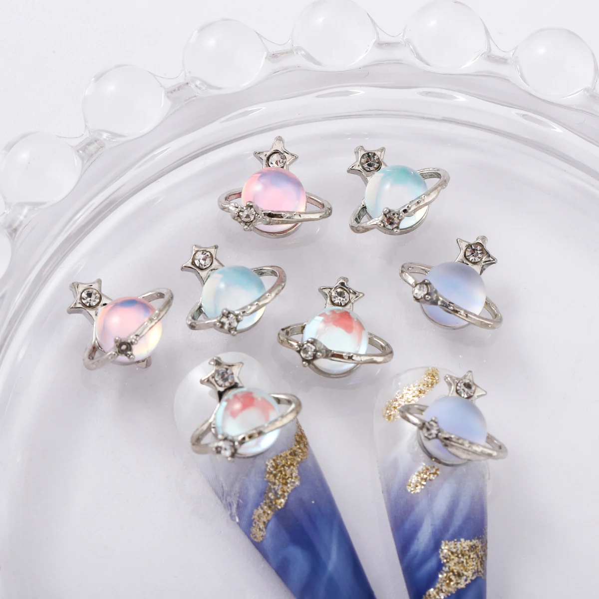 الأظافر اليابانية إنز الرياح السحرية لون كوكب الأظافر فلاش ، ملحقات الحفر المعدنية المجوفة ، 8 * #4