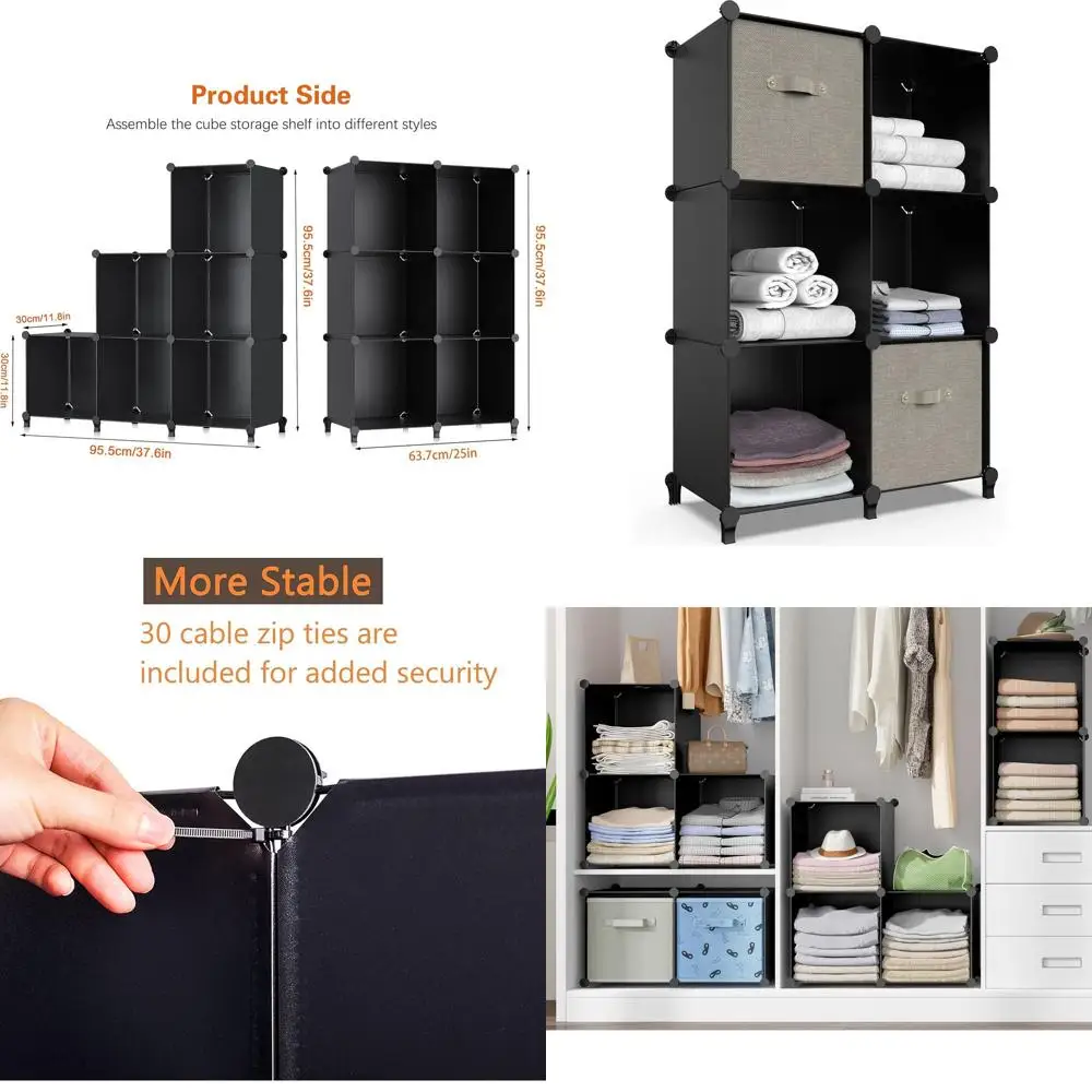 

Компактный органайзер с 6 отсеками: универсальный шкаф для хранения книг, игрушек и многого другого, черный (11,8x11,8x11,8 дюймов)