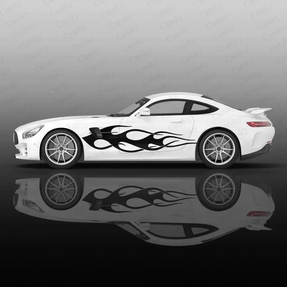 불규칙 불꽃 자동차 스티커, 범용 개조 레이싱 페인트 자동차 스티커, 측면 포장 그래픽 통증 자동차 스티커, 2 개