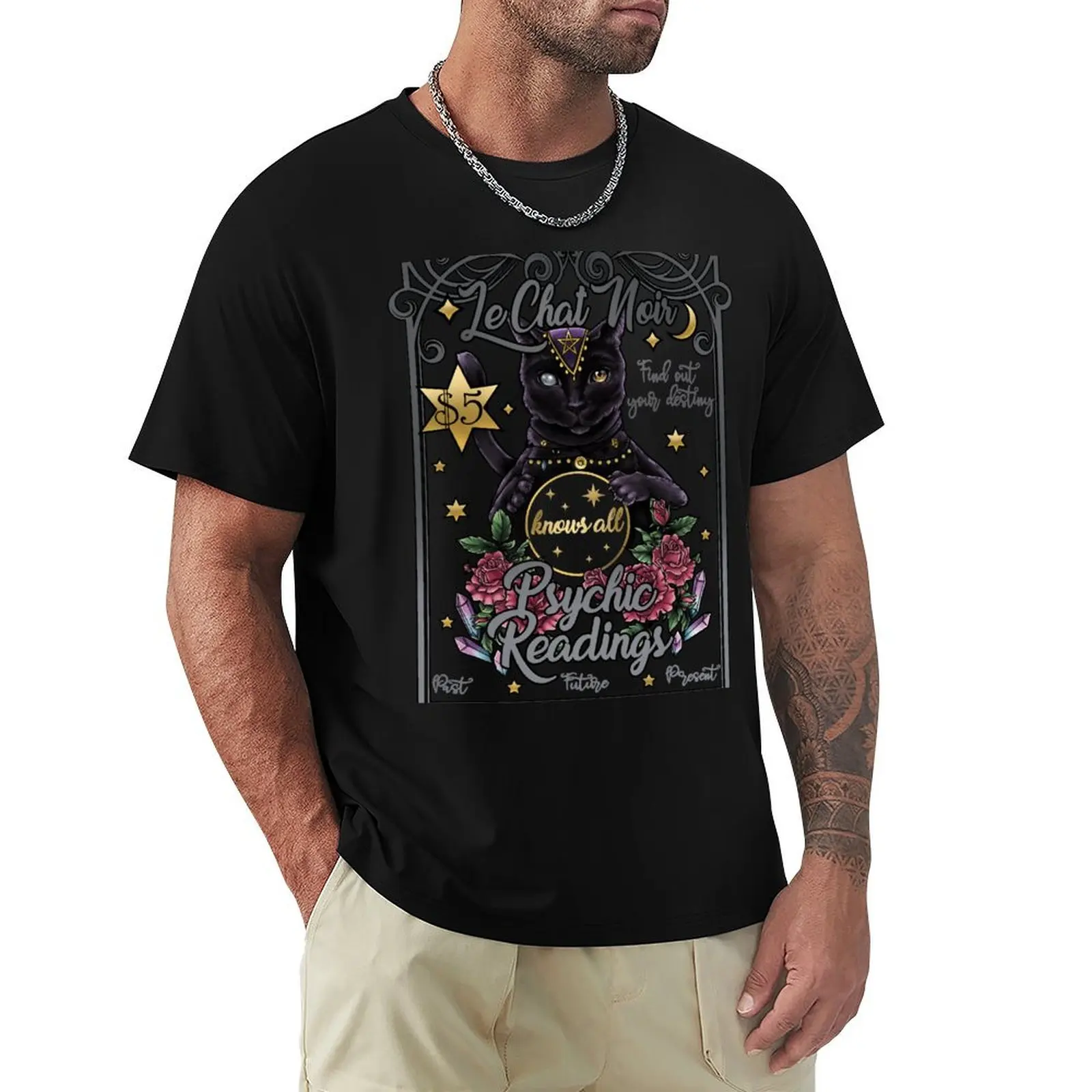Fortune Teller Black Cat T-Shirt Quick Dry Light Sports T-Shirt