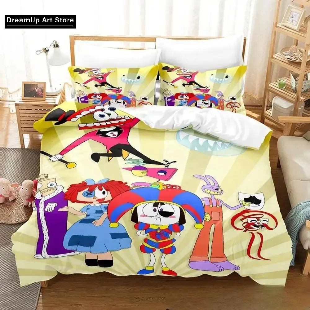 3D Print Cartoon Amazing Digital Circus Bedding Set Cute Quilt Cover Bed Cover With Pillowcase Twin Single Queen King Size Boys