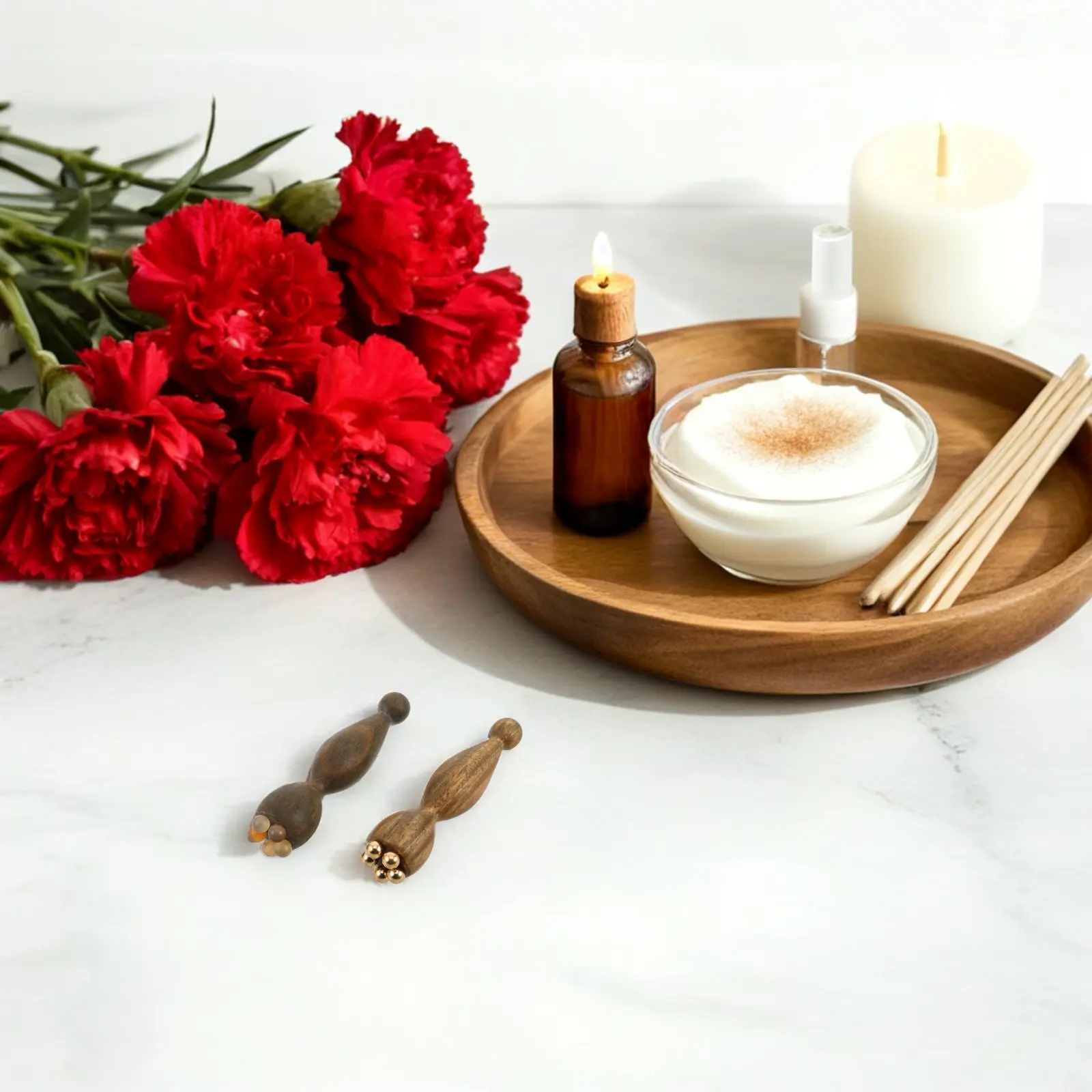 

Набор из 2 деревянных массажеров для глаз: портативный прибор для ухода за кожей вокруг глаз, уменьшения темных кругов и расслабления лица и шеи