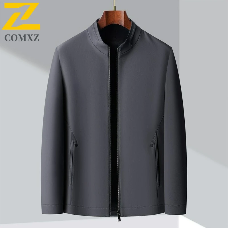 

New Leather Jacket Autumn Man Stand Collar Business Premium Solid Color Coat Light Luxury Stylish Motorcycle Leather Jackets