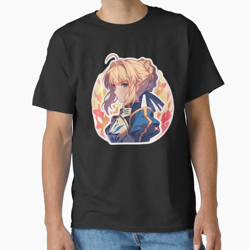 

Saber Portrait 80s винтажная манга Fate stay night видеоигра аниме футболка для мужчин 100% хлопок принт подарочные топы большого размера S-6XL