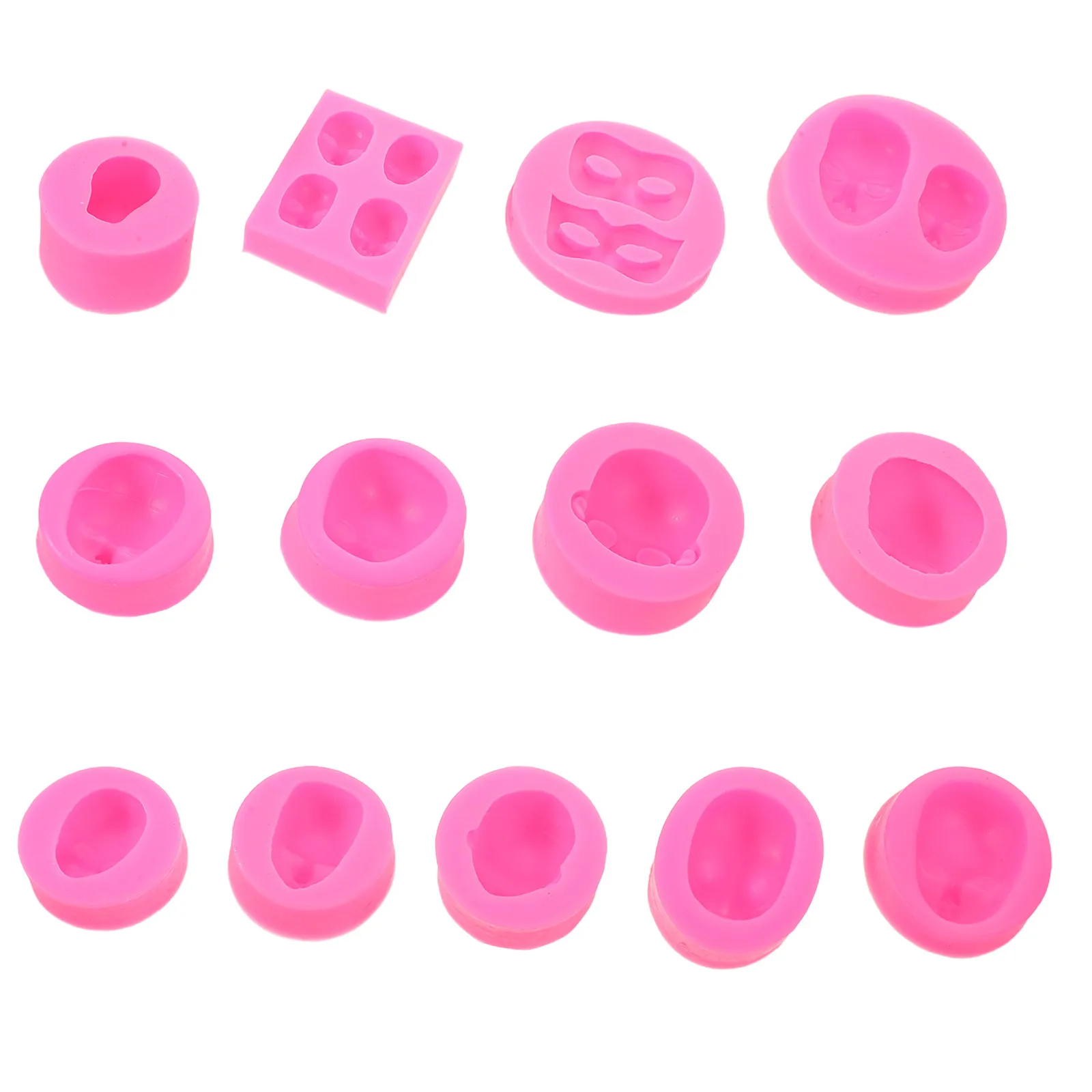 13Pcs Silicone Chocolate Mold 3D Head Realistic Face Mold for Cake Decorating Gummies Resin Art Fondant Sculpting