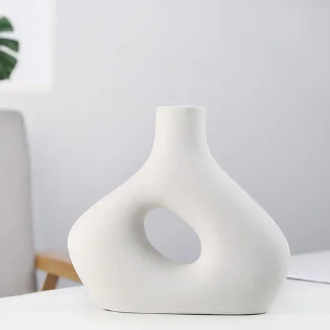 Nordic Frosted Ceramic Vase, Flower Container, Modern Art, Living Room, Home Decoration, Office, Interior, Garden Decor Accessor