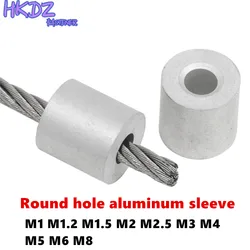 White Round Hole Aluminum Cable Crimps Sleeves Cable Ferrule Stops for Snare Wire Rope Clip Swage Trap Barrel Fitting