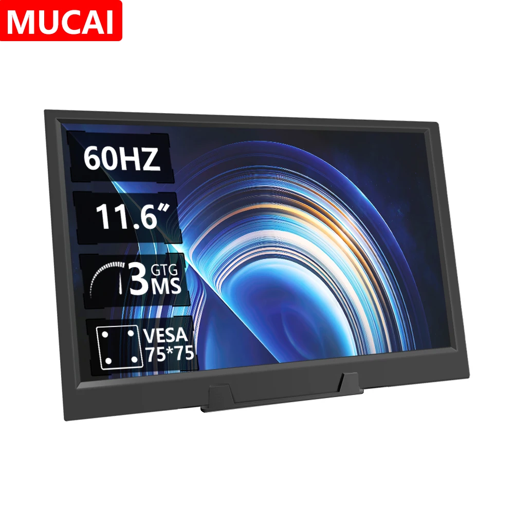 MUCAI-Monitor portátil de 11,6 pulgadas, pantalla de juego 16:9, 60Hz, 45% NTSC, 250Cd/m², ordenador portátil Mac, Xbox, PS4/5, interruptor de