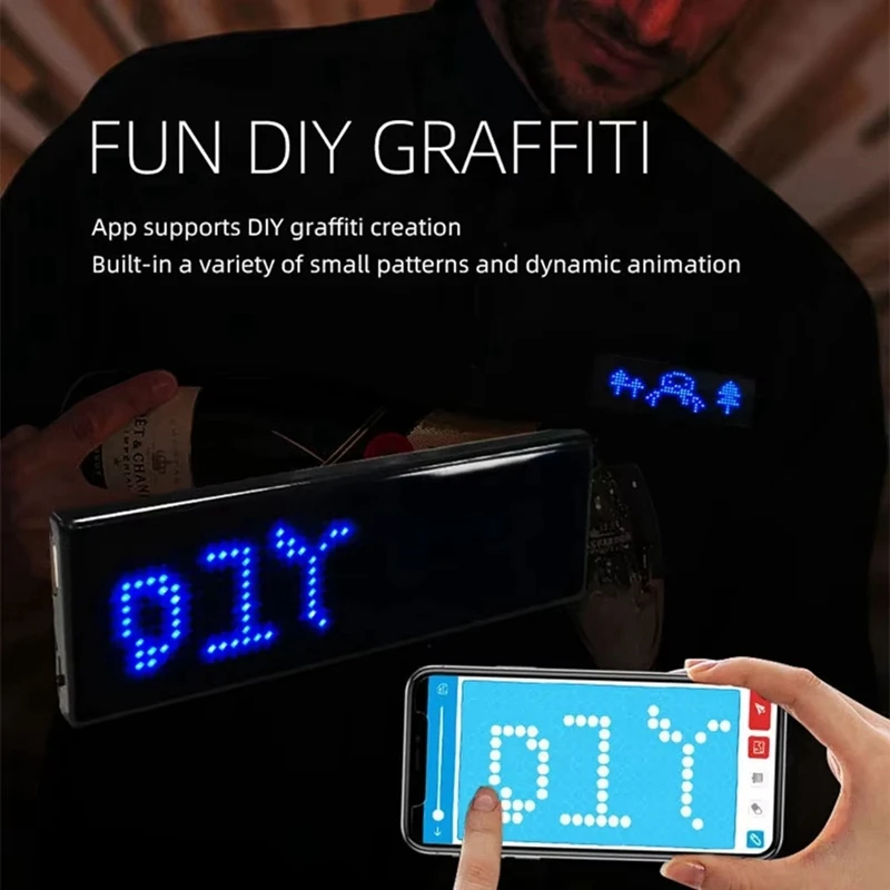 Top-Multilingual LED Digital Badge USB Rechargeable DIY Programmable Text Name Badge Scrolling Tag Sign Module Display