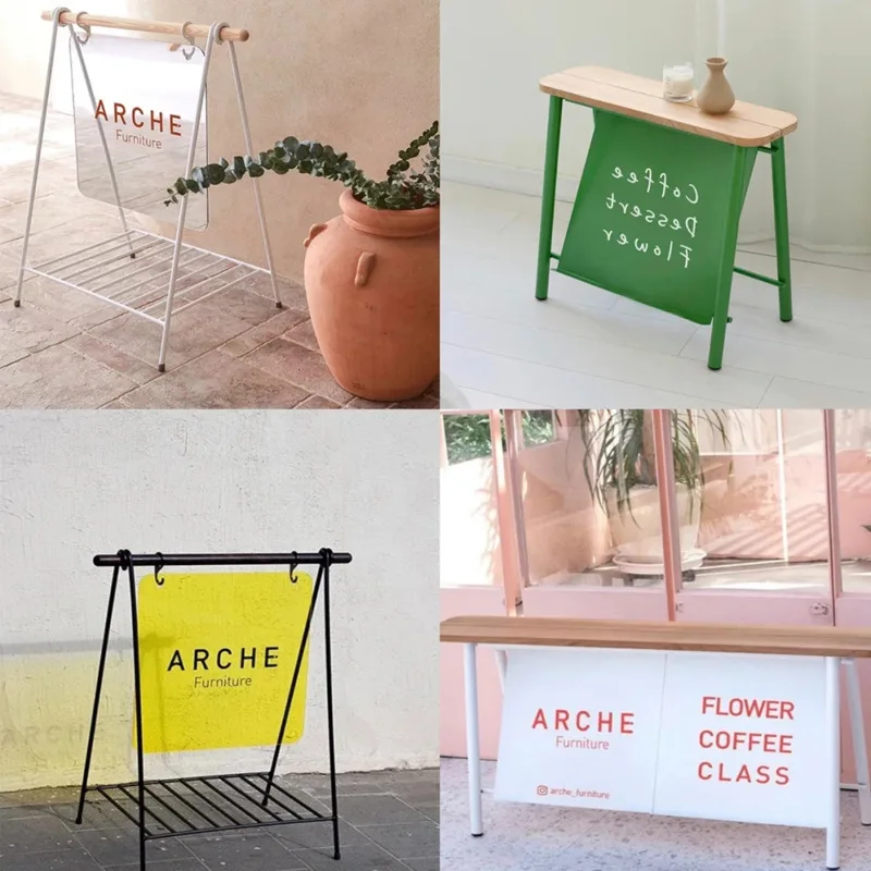 Floor-to-ceiling solid wood bench sign Floor-to-ceiling sign out-of-home advertising sign Display  Creative restaurant bench