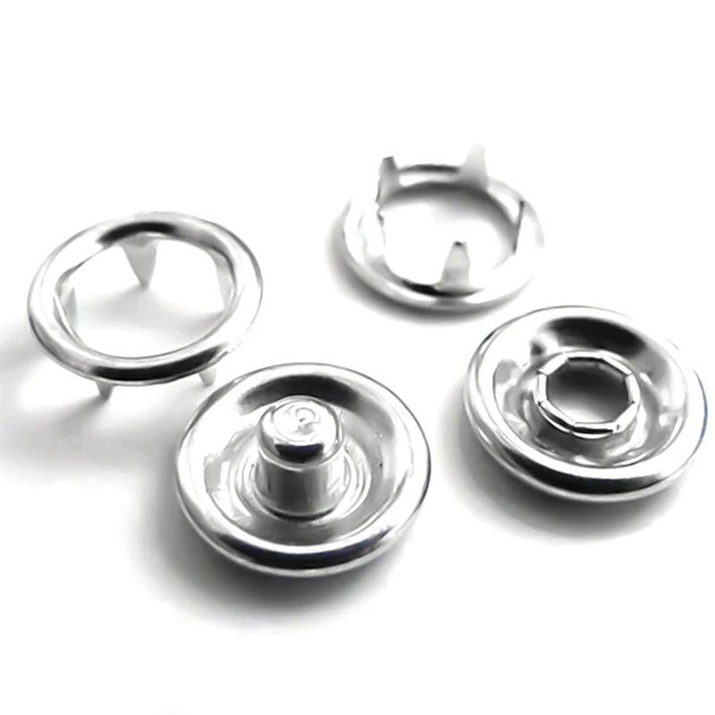 (50 sets)7.5 / 9.5 /11 mm Snaps Silver Snap-Fastener Buckle Baby Children's Jumpsuits Prong Snap Buttons