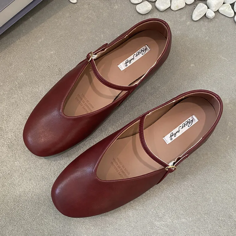 2025 Spring New Brand Women Flats Soft Leather Eelgant Dress Shoes Round Toe Shallow Slip On Ladies Casual Ballet Shoes New